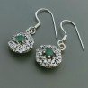 Orecchini Di Argento 925 con Radice di Smeraldo Sfaccettato con Zircone a Monachella Stile Etnico
