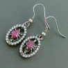 Orecchini Di Argento 925 con Radice di Rubino Sfaccettato con Zircone a Monachella Stile Etnico