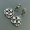 Orecchini Di Argento 925 con Zircone Rosa e Marcasita Sfaccettato a Perno Stile Etnico