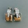 Orecchini Di Argento 925 con Occhio di Tigre Cabochon Forma Rettangolare, Zircone Sfaccettato a Perno