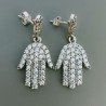 Orecchini Di Argento 925 con Zircone Sfaccettato con a Perno Stile Etnico