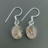 Orecchini Di Argento 925 con Quarzo Rutilato Cabochon Taglio Ovale Liscio a Monachelle