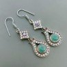 Orecchini Di Argento 925 con Radice di Smeraldo, Ametista Sfaccettato con Zircone a Monachella Stile Etnico