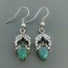 Orecchini Di Argento 925 con Radice di Smeraldo Sfaccettato con Zircone a Monachella Stile Etnico