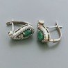 Orecchini Di Argento 925 con Radice di Smeraldo Sfaccettato con Zircone a Perno Chiuso Stile Etnico