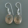 Orecchini Di Argento 925 con Quarzo Morganite Briolette Taglio Ovale Sfaccettato a Monachelle
