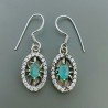 Orecchini Di Argento 925 con Radice di Smeraldo Sfaccettato con Zircone a Monachella Stile Etnico