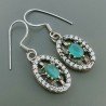 Orecchini Di Argento 925 con Radice di Smeraldo Sfaccettato con Zircone a Monachella Stile Etnico