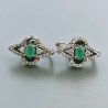 Orecchini Di Argento 925 con Radice di Smeraldo Sfaccettato con Zircone a Perno Chiuso Stile Etnico