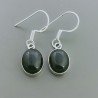 Orecchini Di Argento 925 con Onice Nera Cabochon Forma Ovale a Monachelle
