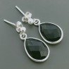 Orecchini Di Argento 925 con Onice Nera Briolette Taglio Goccia Sfaccettato a Perno