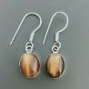Orecchini Di Argento 925 con Occhio di Tigre Cabochon Forma Ovale a Monachelle