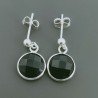 Orecchini Di Argento 925 con Onice Nero Briolette Taglio Tondo Sfaccettato a Monachelle