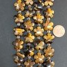 Occhio Di Tigre Naturale Perline Forma Fiore Inciso Liscio Piatto Foro Passante 15mm