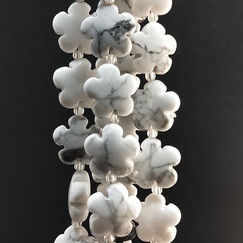Aulite Bianca Perline Forma Fiori Liscio Foro Passante 15mm