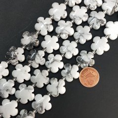 Aulite Bianca Perline Forma Fiori Liscio Foro Passante 15mm