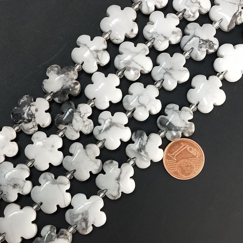 Aulite Bianca Perline Forma Fiori Liscio Foro Passante 15mm