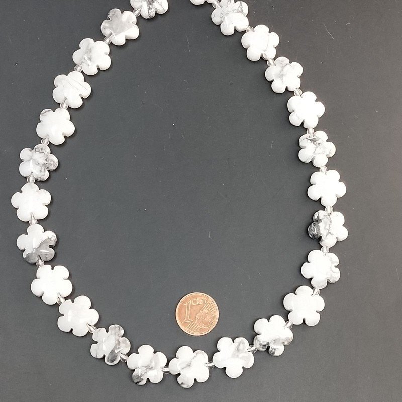 Aulite Bianca Perline Forma Fiori Liscio Foro Passante 15mm