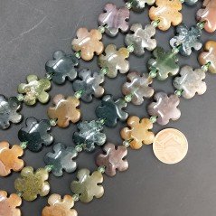 Agata Indiana Multicolore Perline Forma Fantasia Foglio Liscio Piatto 15mm