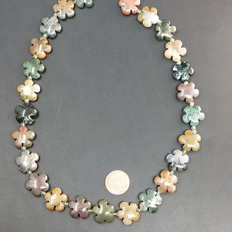 Agata Indiana Multicolore Perline Forma Fantasia Foglio Liscio Piatto 15mm