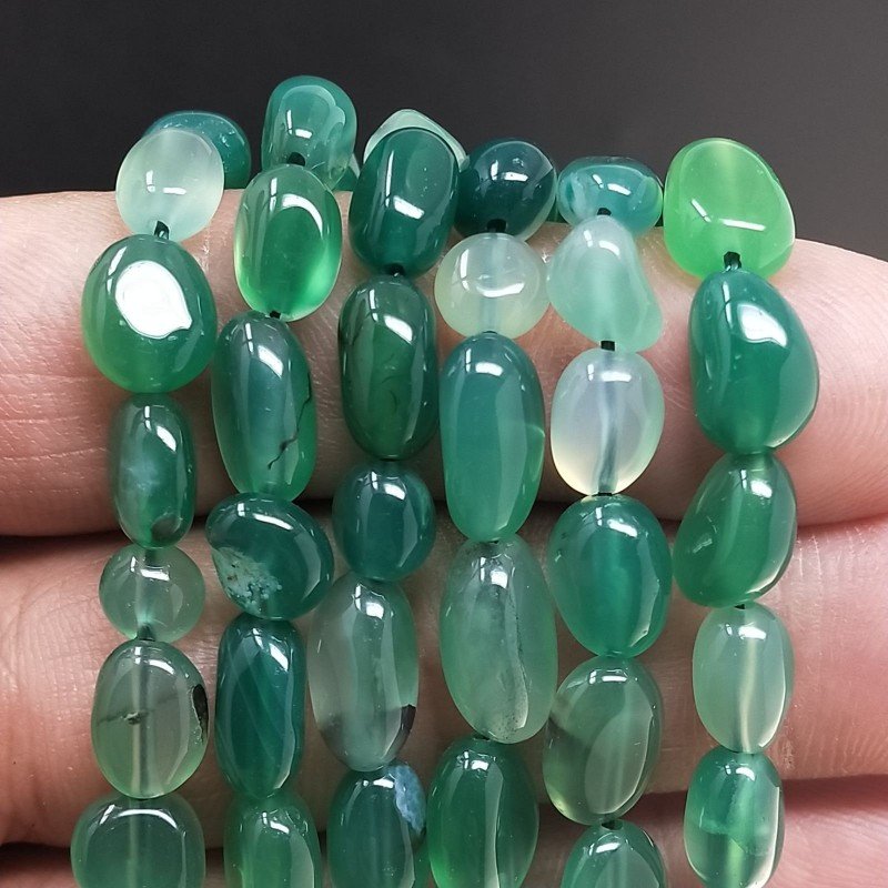 Agata Verde Perline Forma Sassi Grezzi Irregolari 06mm-09mm
