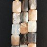 Pietra di Luna Multicolore Naturale in Perline Forma Rettangolare Piatto Sfaccettato Foro Passante 12X16mm
