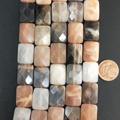 Pietra di Luna Multicolore Naturale in Perline Forma Rettangolare Piatto Sfaccettato Foro Passante 12X16mm