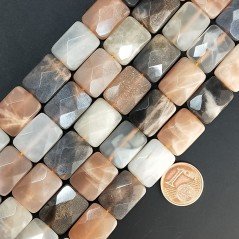 Pietra di Luna Multicolore Naturale in Perline Forma Rettangolare Piatto Sfaccettato Foro Passante 12X16mm