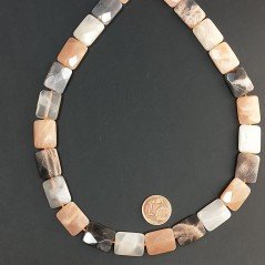Pietra di Luna Multicolore Naturale in Perline Forma Rettangolare Piatto Sfaccettato Foro Passante 12X16mm