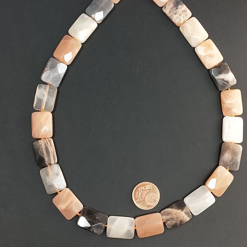 Pietra di Luna Multicolore Naturale in Perline Forma Rettangolare Piatto Sfaccettato Foro Passante 12X16mm