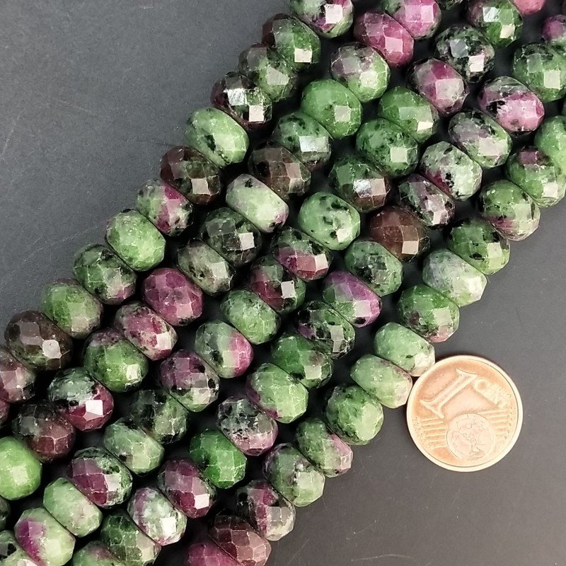 Rubizoisite Naturale in Perline Forma Rondelle Sfaccettato Foro Passante 09X6mm