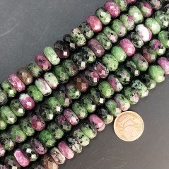 Rubino Zoisite Naturale in Perline Forma Rondelle Sfaccettato Foro Passante 06X10mm