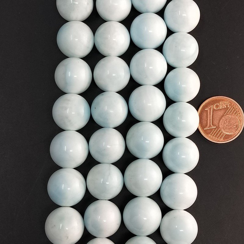 Larimar Perline Forma Tondo Liscio 12mm