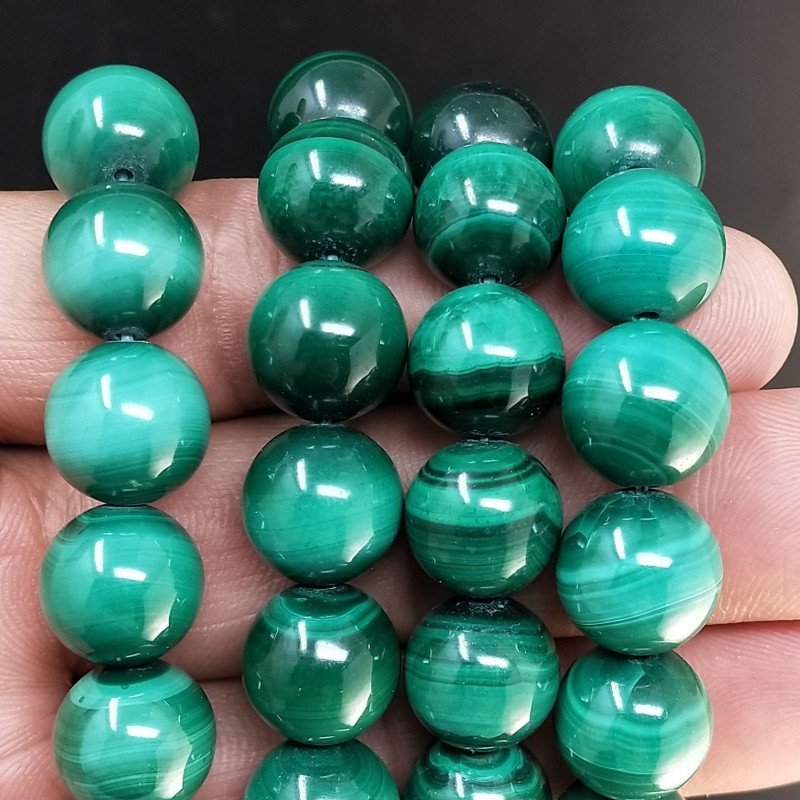 Malachite Perline Forma Tondo Liscio 12mmv