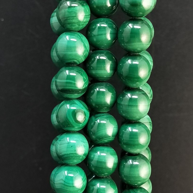 Malachite Perline Forma Tondo Liscio 10mm