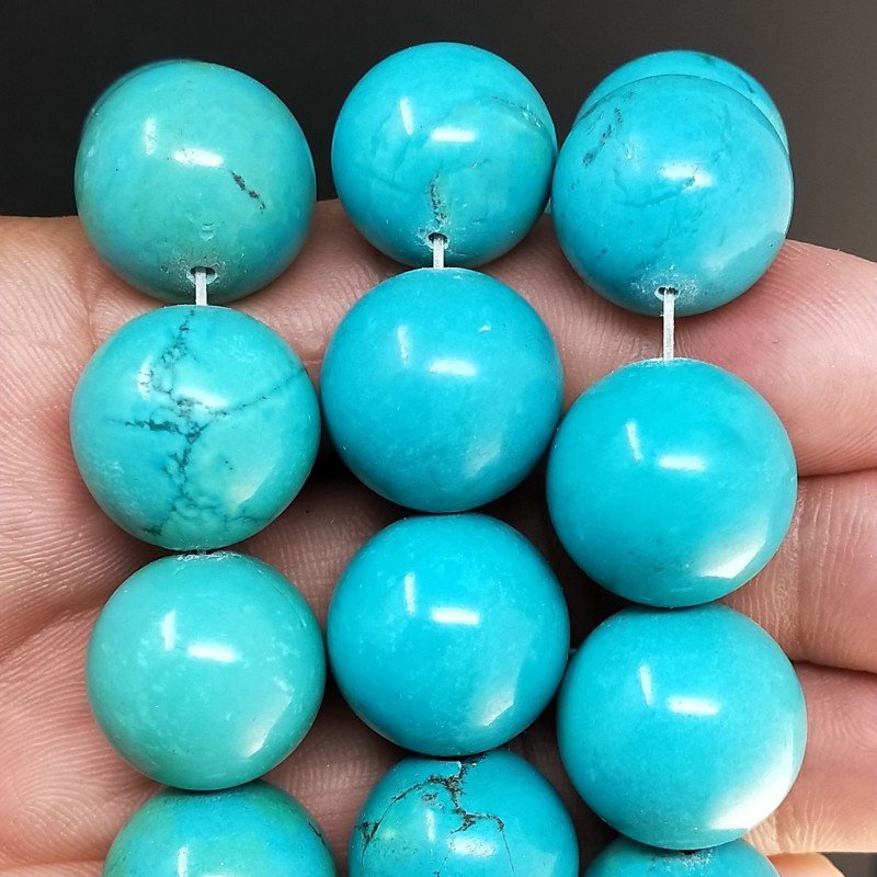Turchese naturale Perline Forma Tondo Liscio 18mm