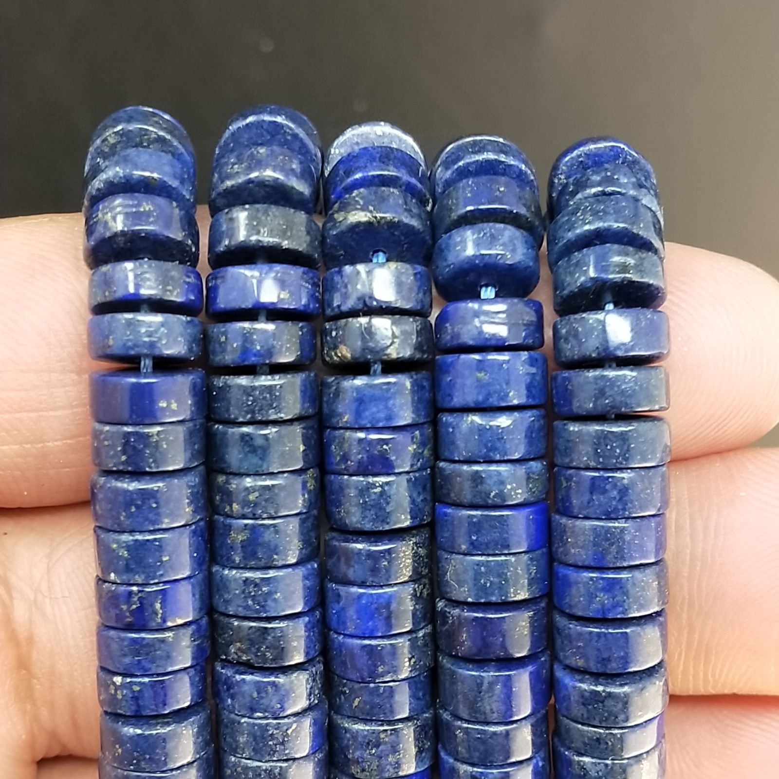 Lapis Lazuli Naturale in Perline Forma Rondelle Liscio Foro Passante 08X03mm
