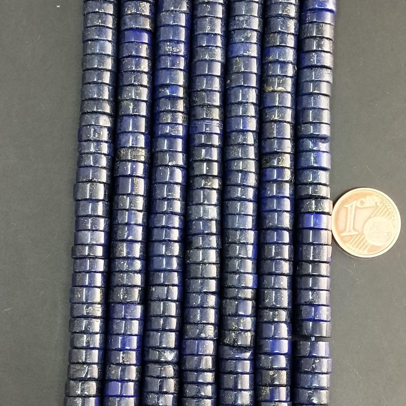Lapis Lazuli Naturale in Perline Forma Rondelle Liscio Foro Passante 08X03mm