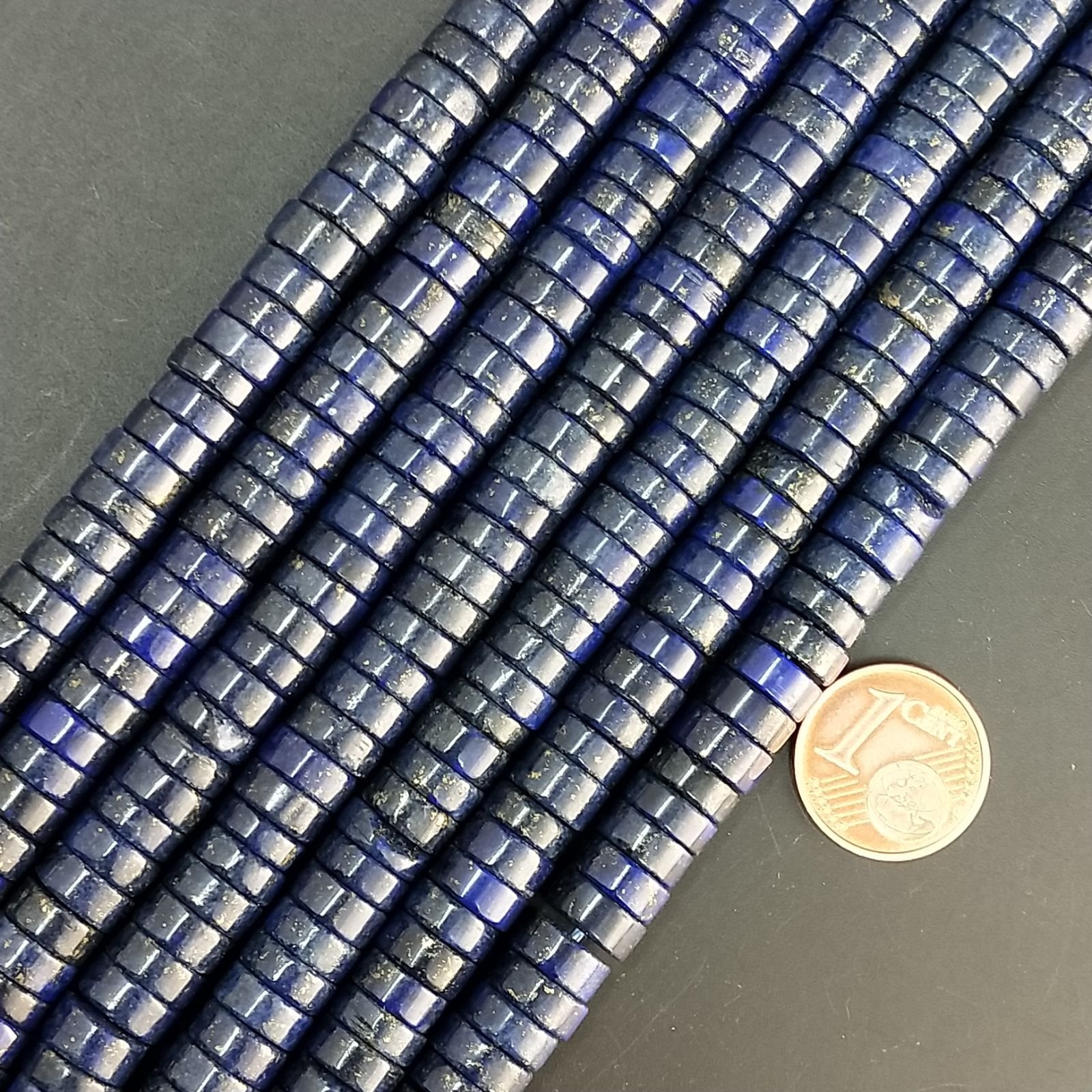 Lapis Lazuli Naturale in Perline Forma Rondelle Liscio Foro Passante 08X03mm