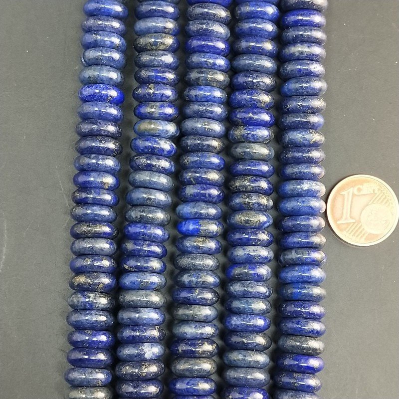 Lapis Lazuli Naturale in Perline Forma Rondelle Liscio Foro Passante 10mm