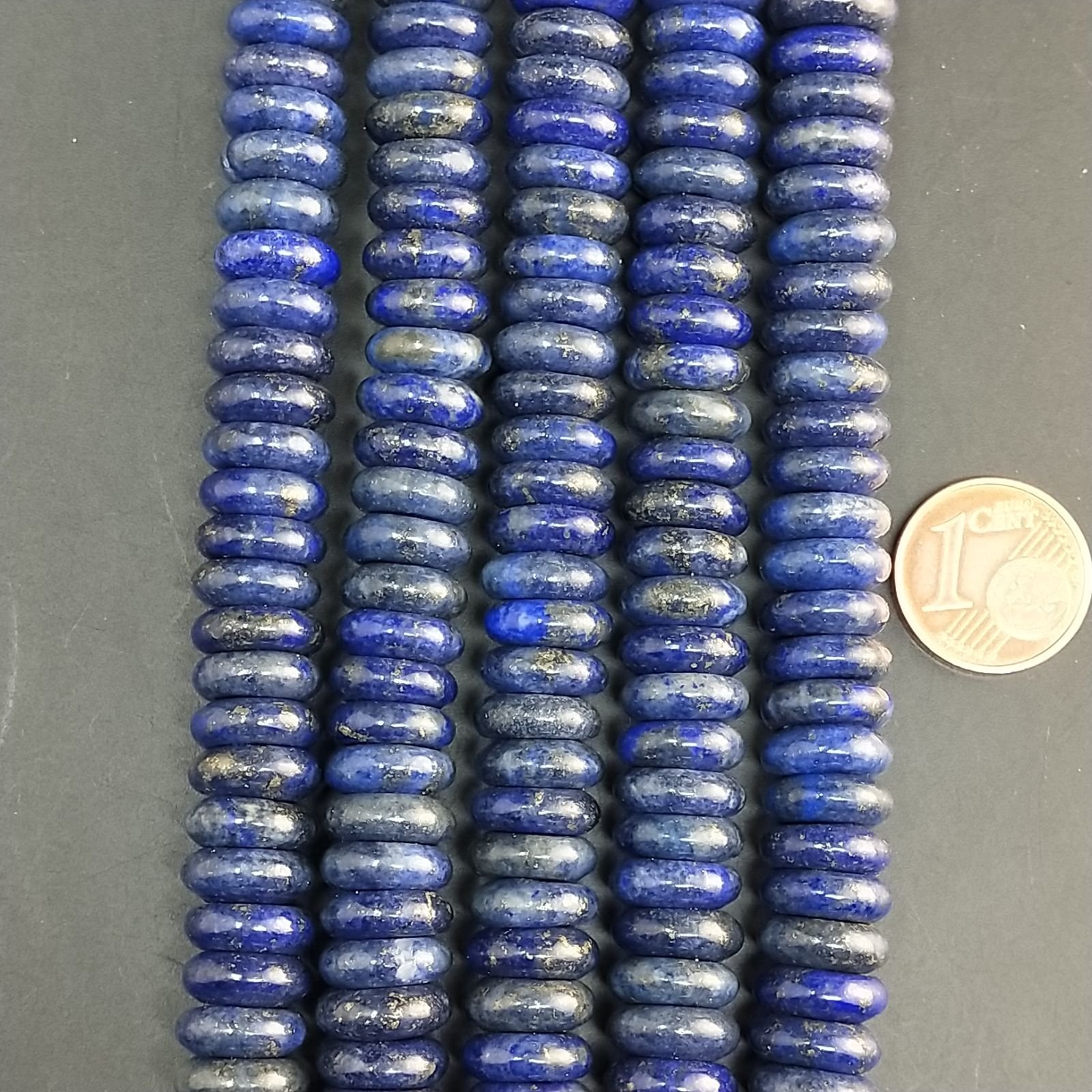 Lapis Lazuli Naturale in Perline Forma Rondelle Liscio Foro Passante 10mm