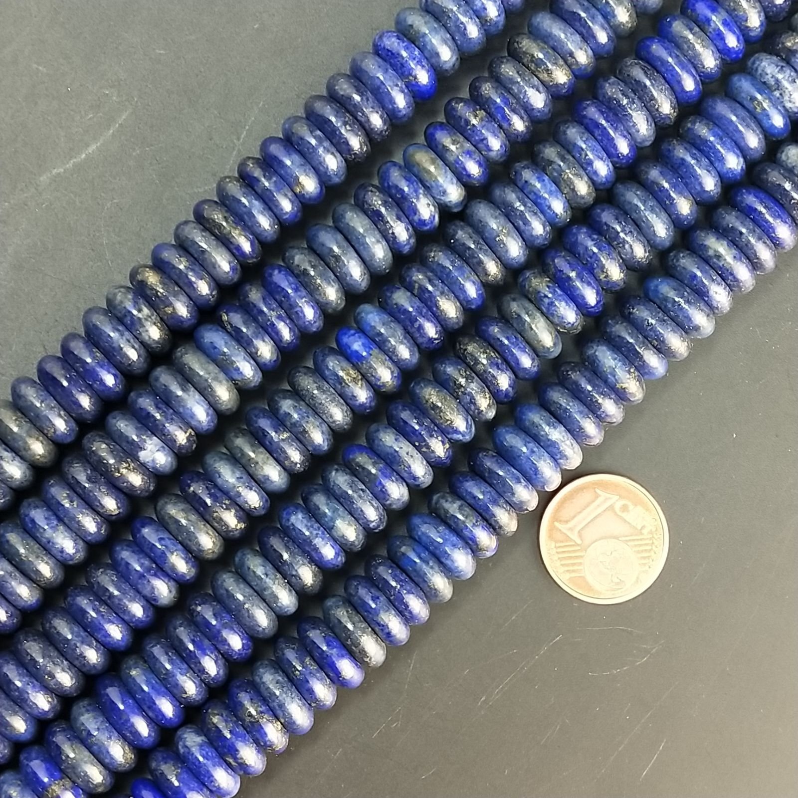 Lapis Lazuli Naturale in Perline Forma Rondelle Liscio Foro Passante 10mm