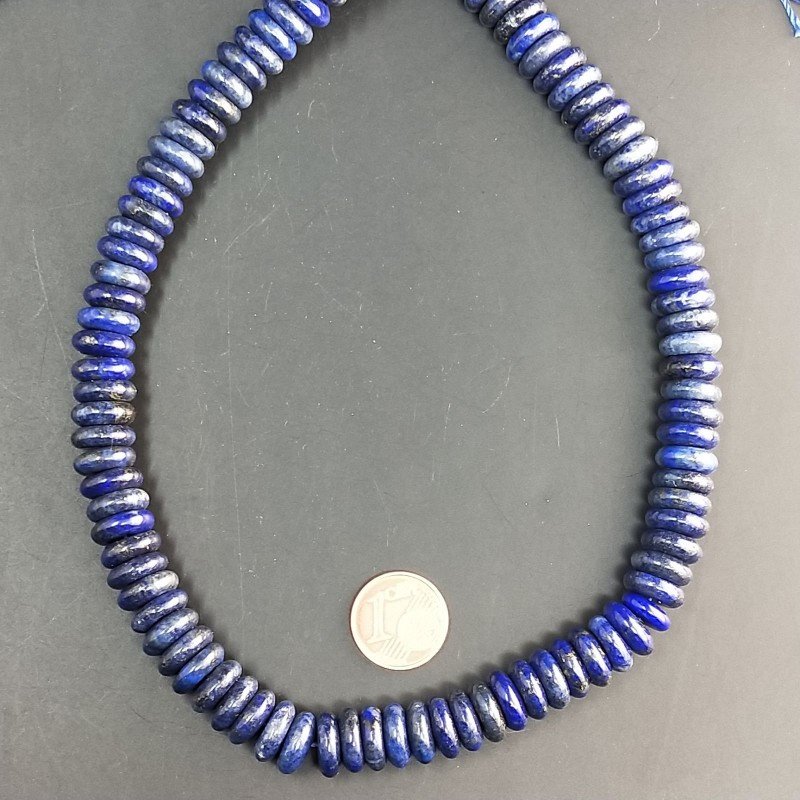Lapis Lazuli Naturale in Perline Forma Rondelle Liscio Foro Passante 10mm