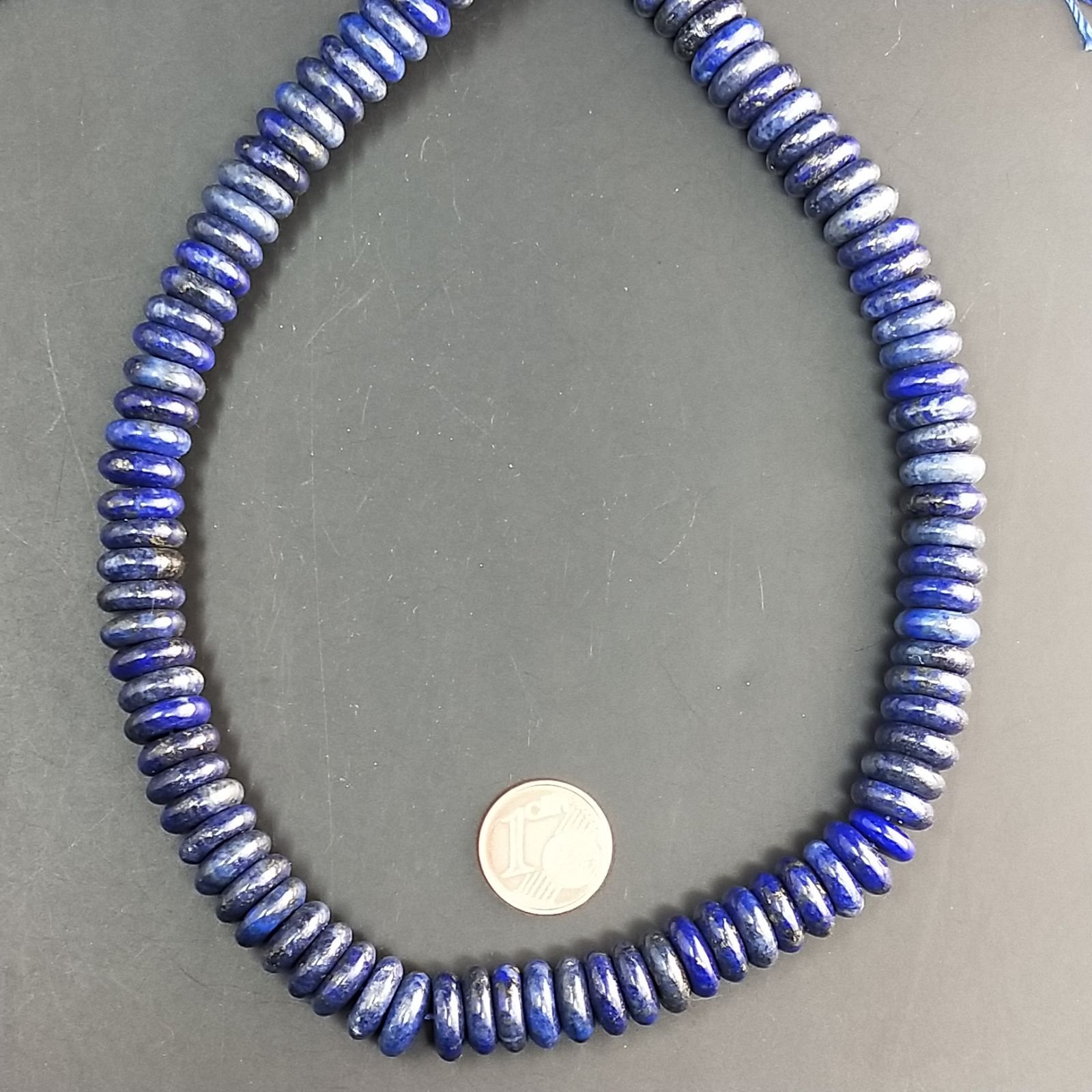 Lapis Lazuli Naturale in Perline Forma Rondelle Liscio Foro Passante 10mm