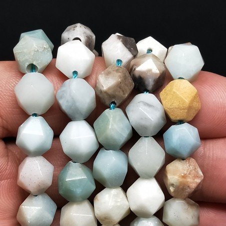 Amazzonite Multicolore Naturale Perline Forma Icosaedro Sfaccettato 10mm