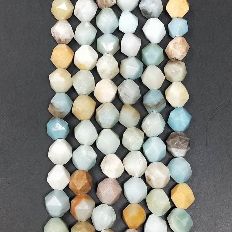 Amazzonite Multicolore Naturale Perline Forma Icosaedro Sfaccettato 10mm