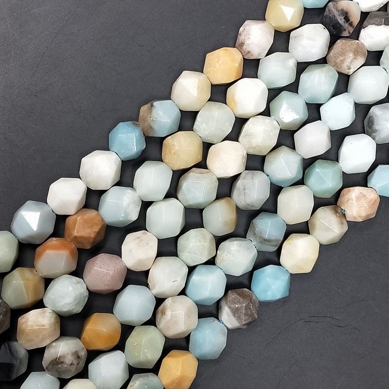 Amazzonite Multicolore Naturale Perline Forma Icosaedro Sfaccettato 10mm