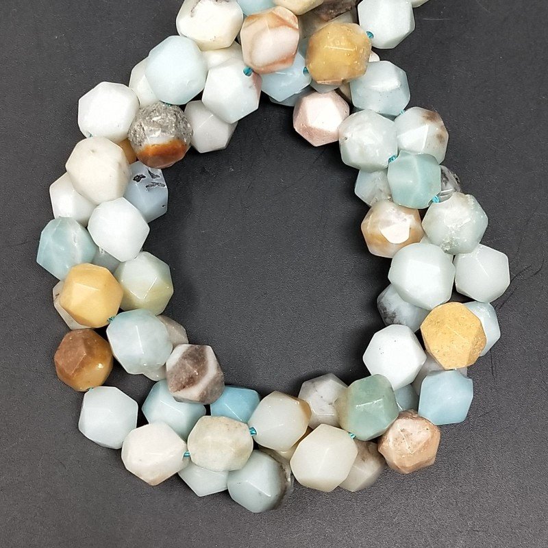 Amazzonite Multicolore Naturale Perline Forma Icosaedro Sfaccettato 10mm