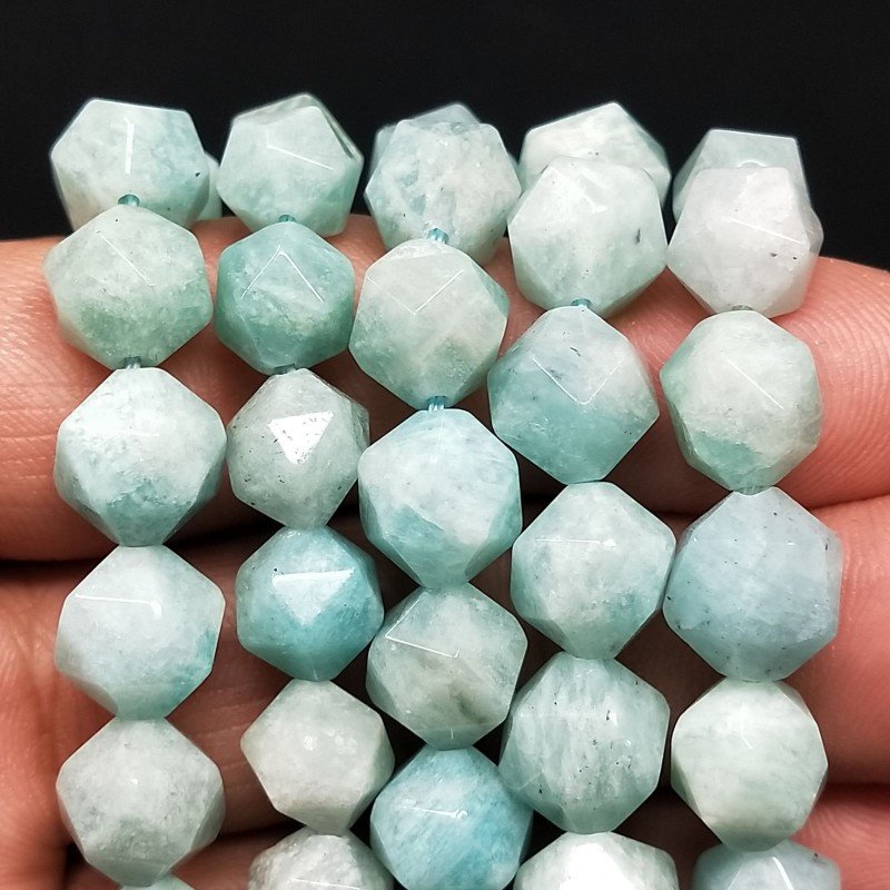 Amazzonite Russa Naturale Perline Forma Icosaedro Sfaccettato 10mm