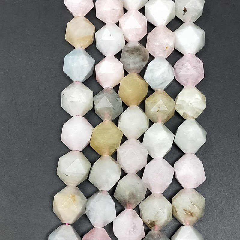 Acquamarina Multicolore Naturale Perline Forma Icosaedro Sfaccettato 14mm